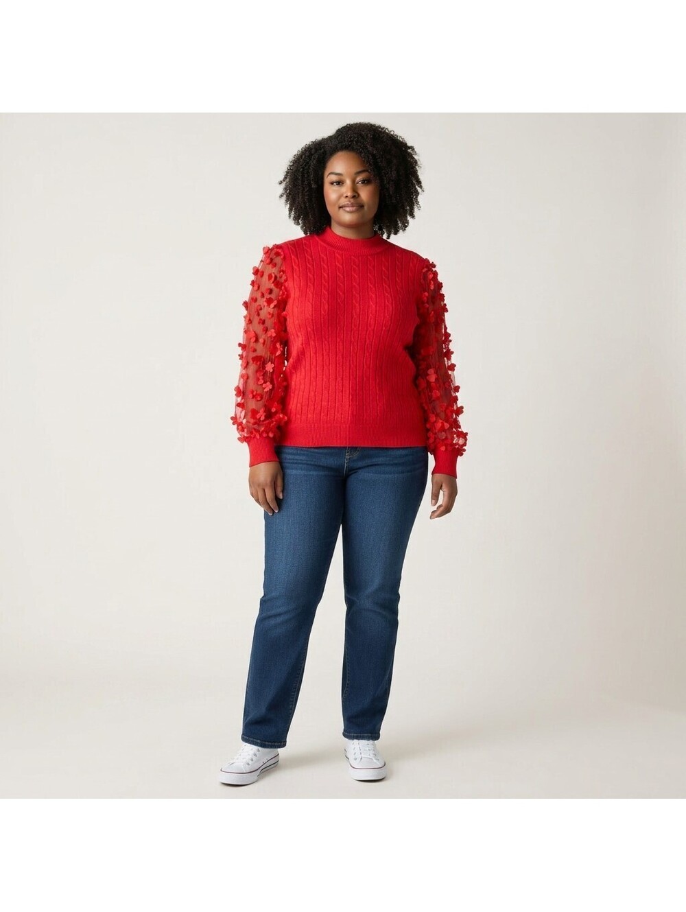 Cato Sweater Pullover Women 18/20 Plus Red Cable Knit Long Sleeve Soft Rayon